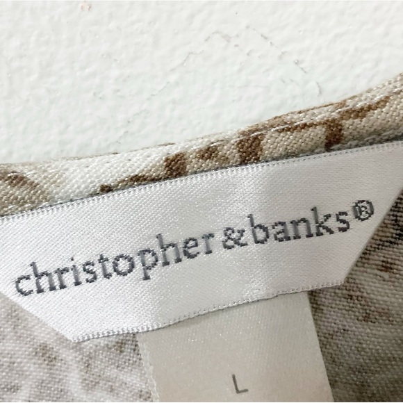 Christopher & Banks Linen Blend Cropped Blouse with Pineapples 🍍 Cuffed Sleeves - Picture 11 of 11